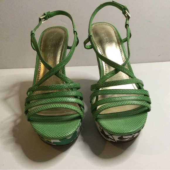 Green Strappy Women's Sandals - Picture 1 of 7